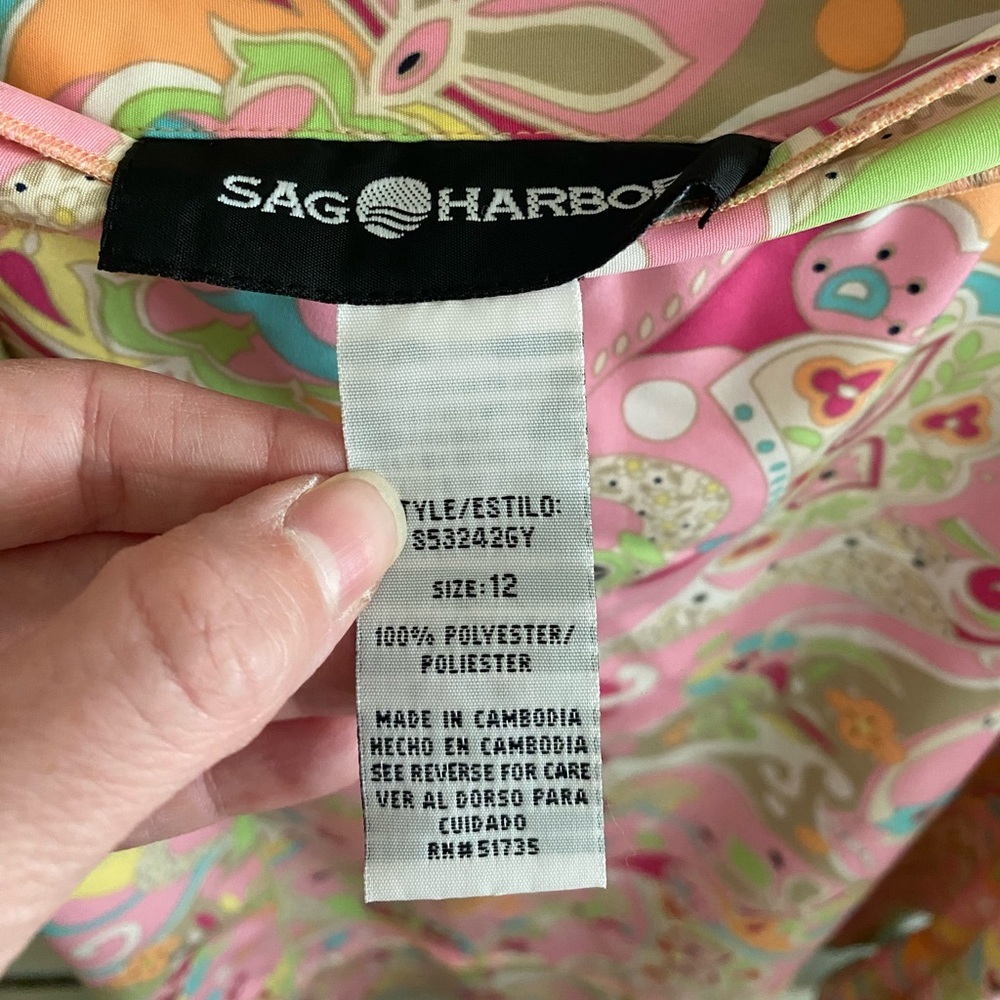 Y2K Sag Harbor Women Pink Multicolor Paisley Floral Knee Length Summer Skirt 12 - Picture 11 of 12